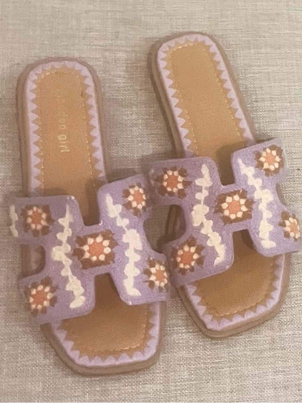 Madden Girl Lavender Embroidered Slide Sandals